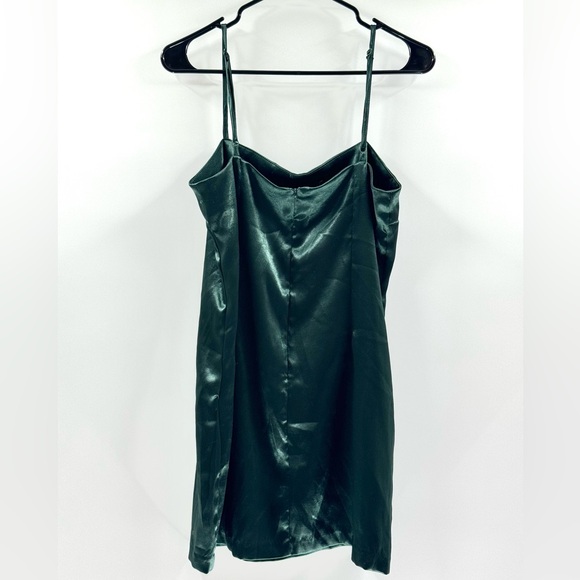 Lulus Simply Sultry Forest Green Satin Short‎ Mini Camisole Slip Dress, Size L - Picture 11 of 16